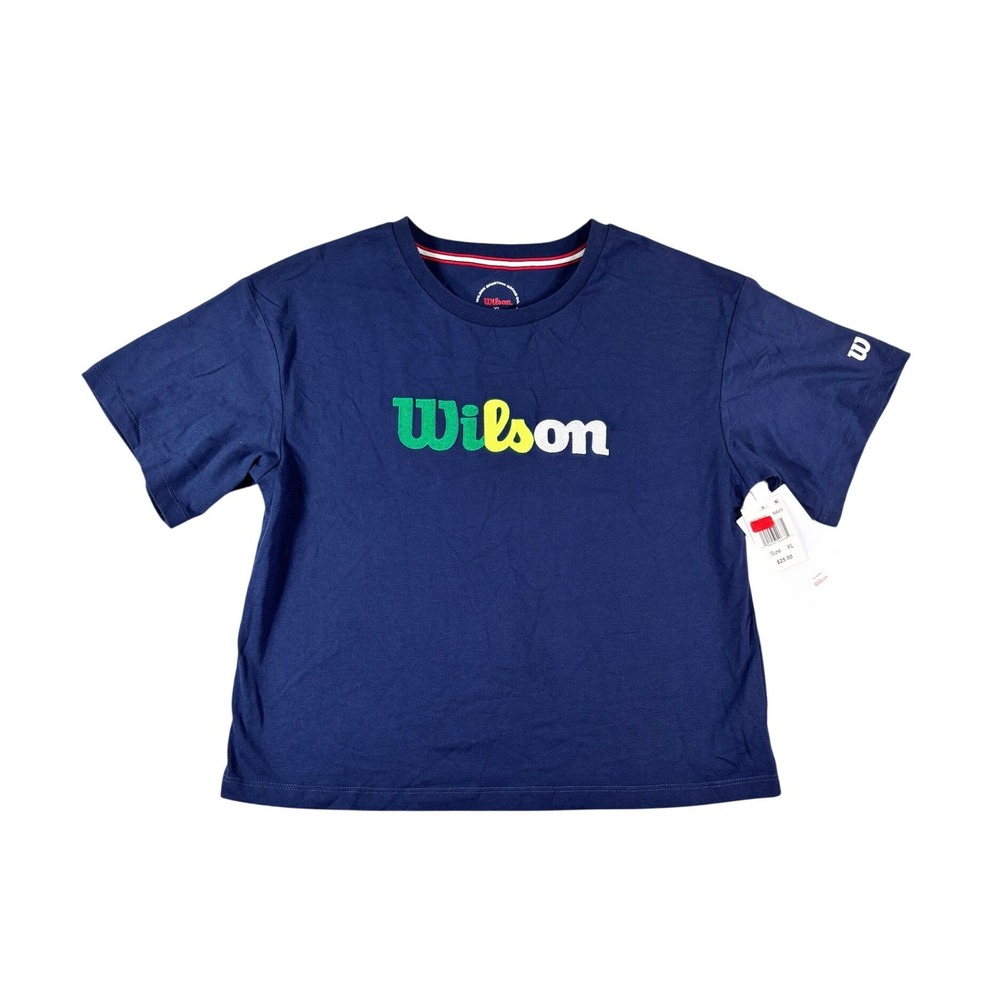 Wilson Navy Blue Graphic T-Shirt XL NWT Short Sleeve Crew Neck Sporty Relaxed